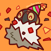 [Image: A Spewpa spreading around confetti and wearing a nice party hat.]